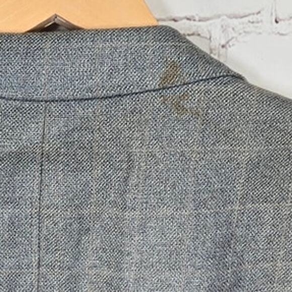 Friend Italy Collection For Man Wool Linen Blend Blazer Jacket Blue Plaid 50S - Picture 13 of 14